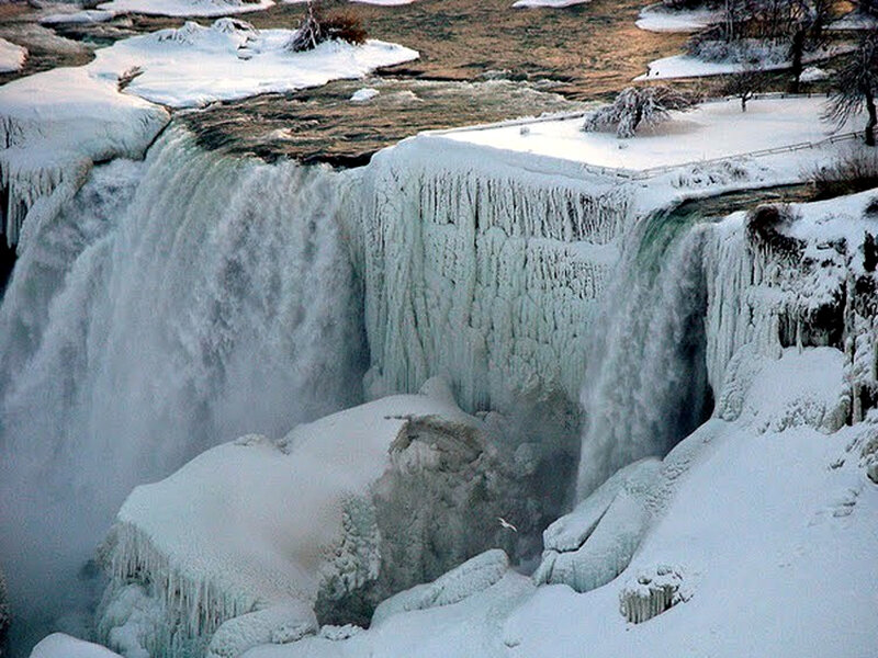 Frozen Waterfall — White, Cold, Winter, Photograph, Snow, Ice