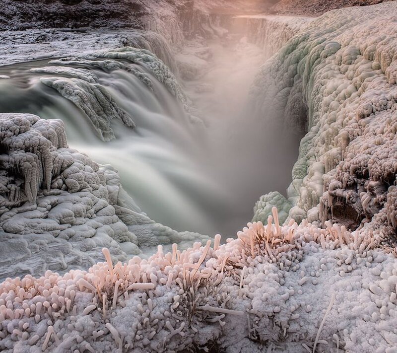 Frozen Waterfall — White, Dramatic, Winter, Photograph, Ice, Cave