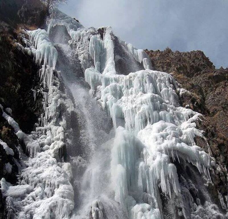 Frozen Waterfall — White, Dramatic, Winter, Photograph, Mountain