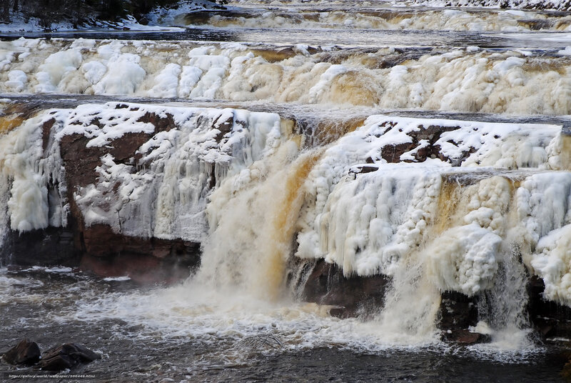 Frozen Waterfall — White, Dramatic, Winter, Photograph, Snow, Ice