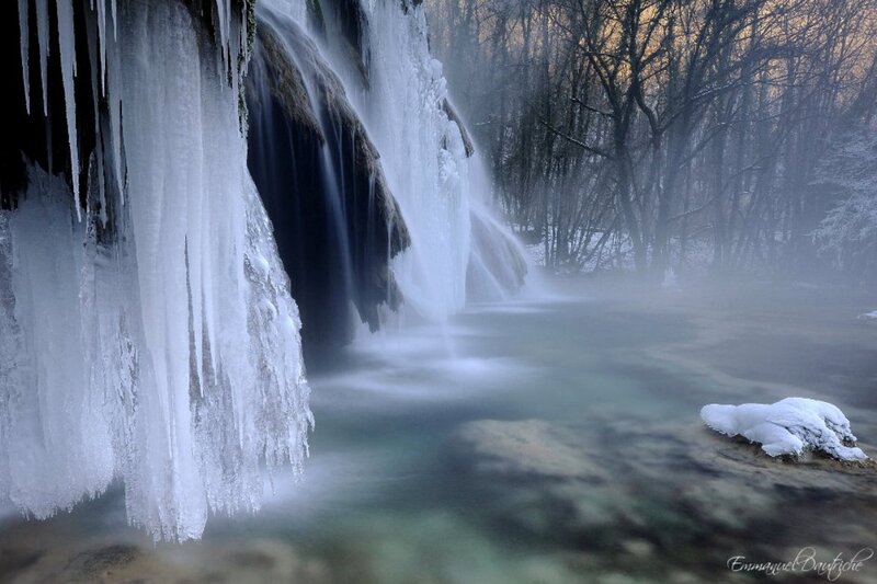 Frozen Waterfall — White, Serene, Winter