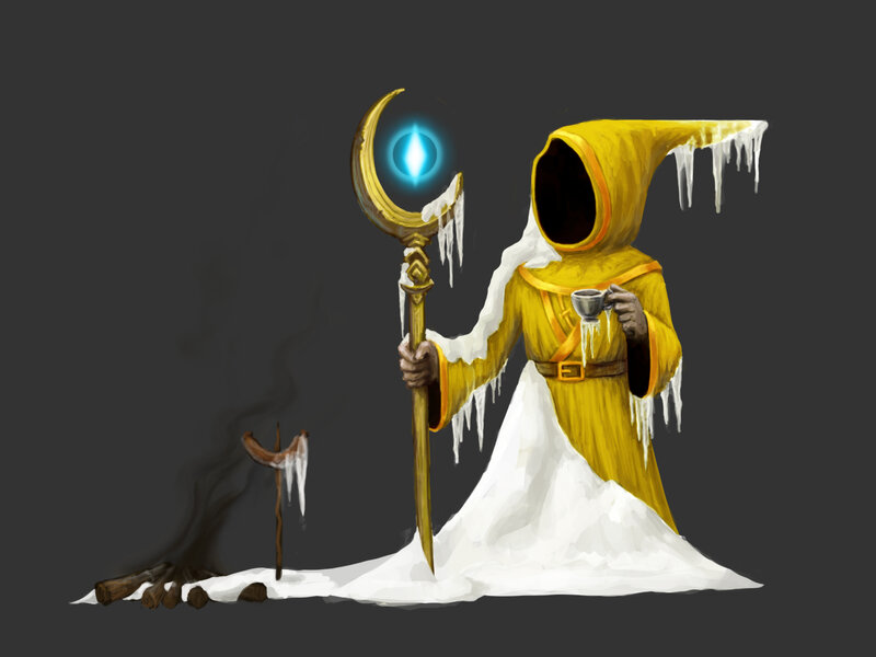 frozen wizard with staff