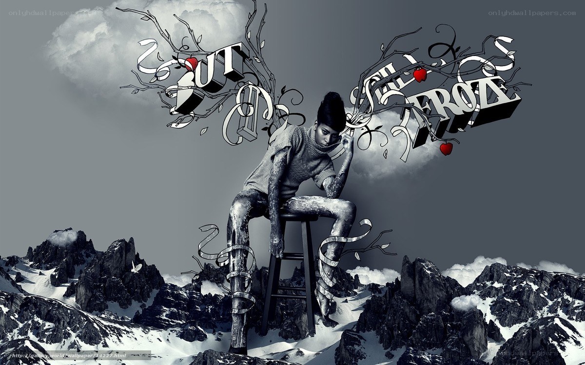 frozen woman on stool