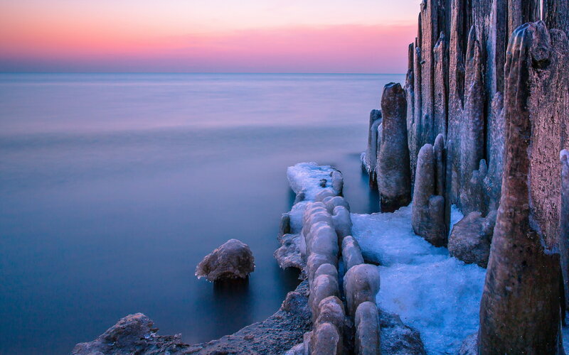 Frozen Wooden Pilings