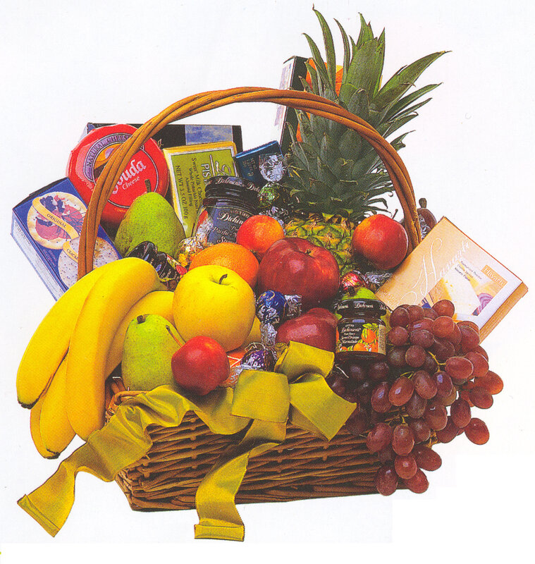 Fruit and cheese gift basket