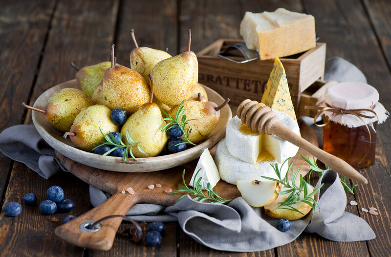 Fruit and Cheese Platter — Brown, Rustic