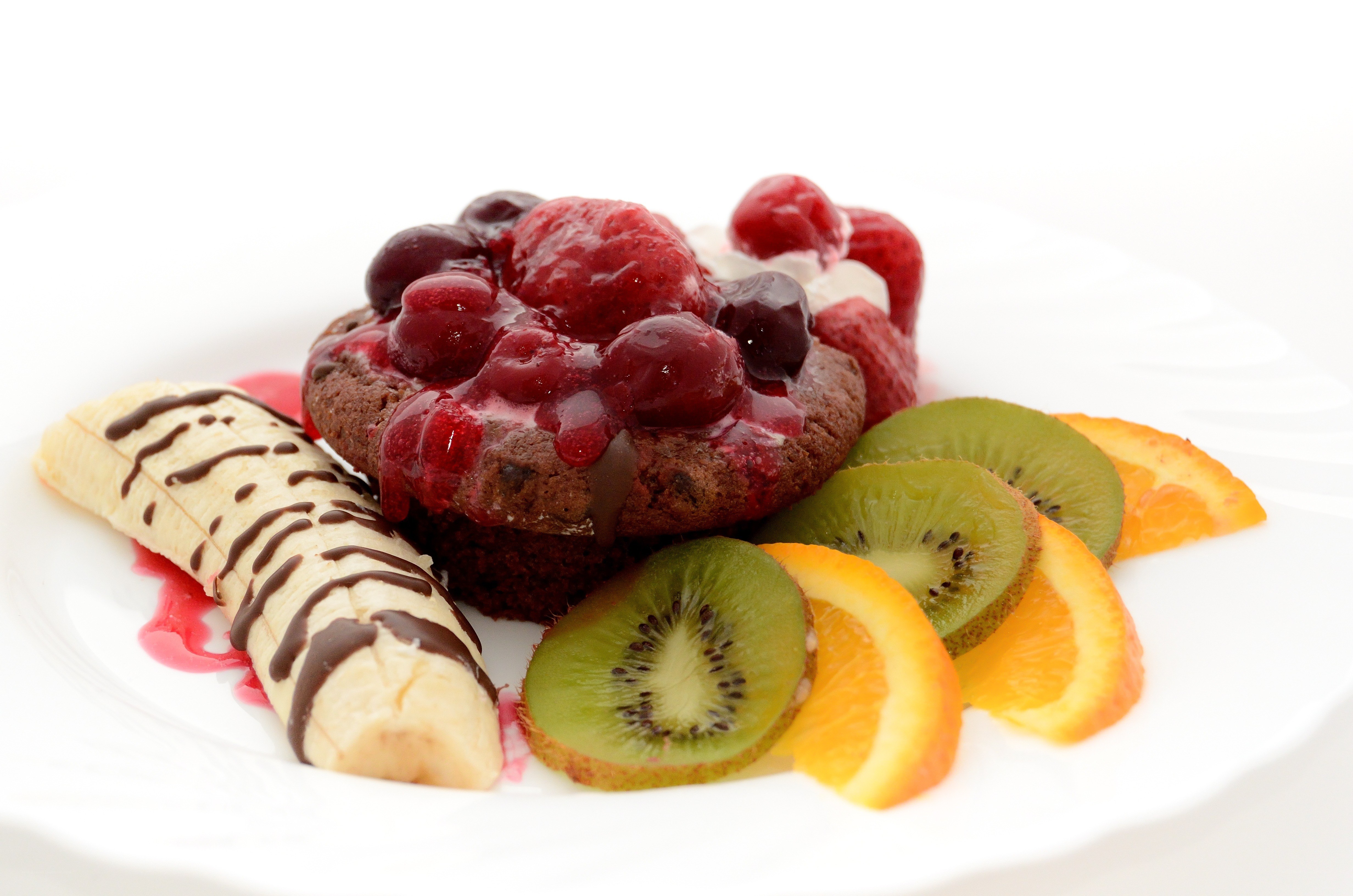 fruit and chocolate dessert