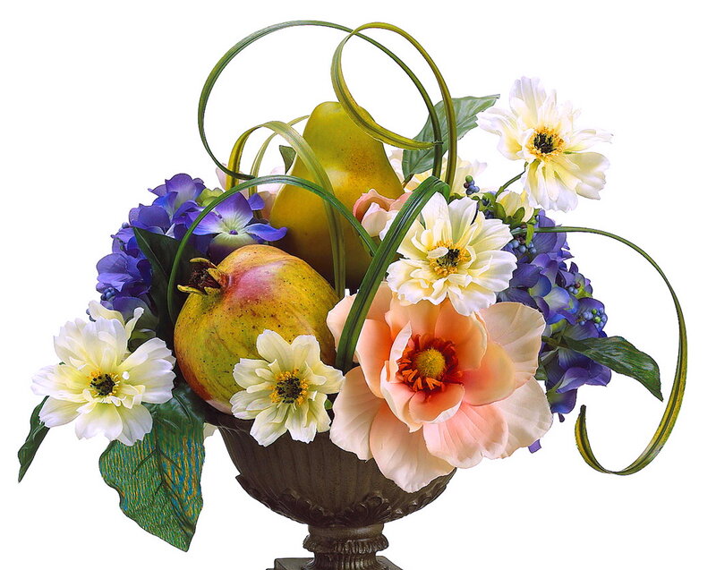 Fruit and Flower Arrangement — White, Calm