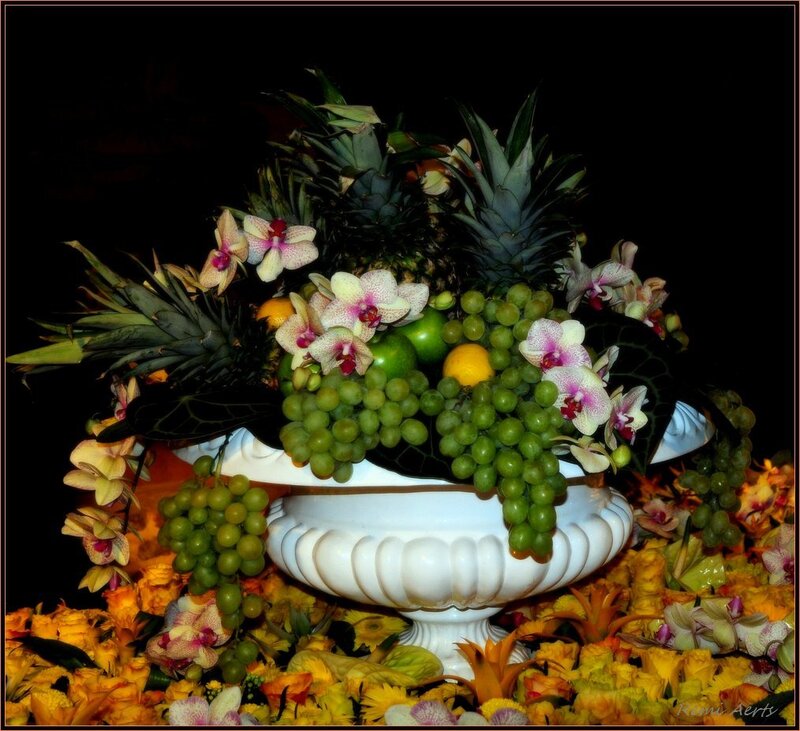 Fruit and Flower Arrangement — White