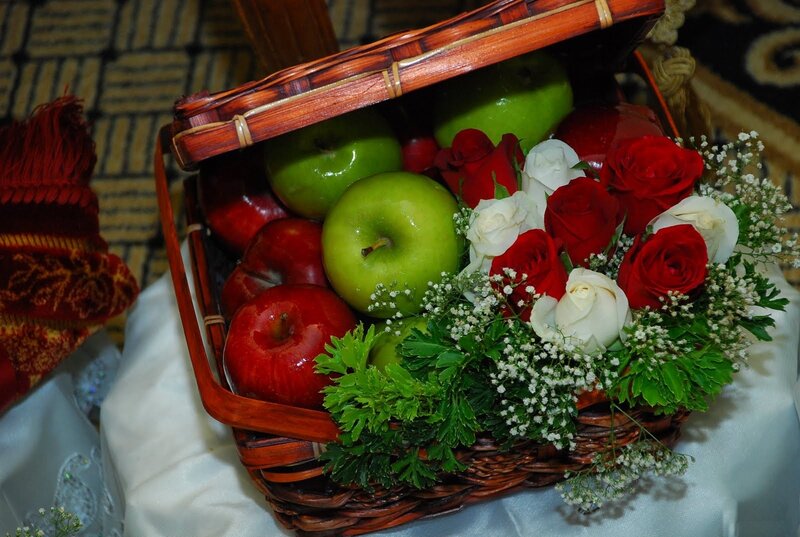 Fruit and Flower Basket — Red, Festive