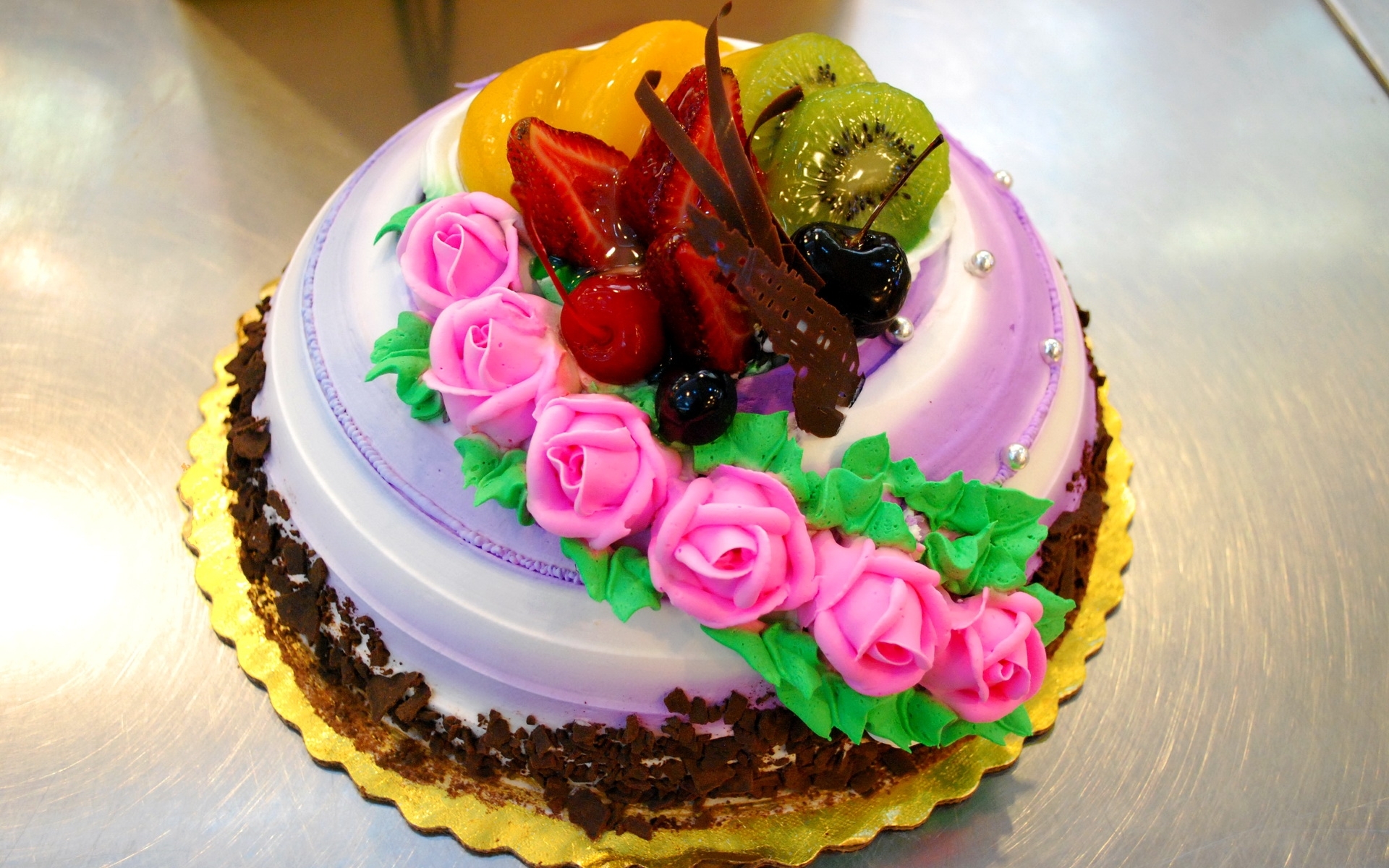 fruit and flower cake