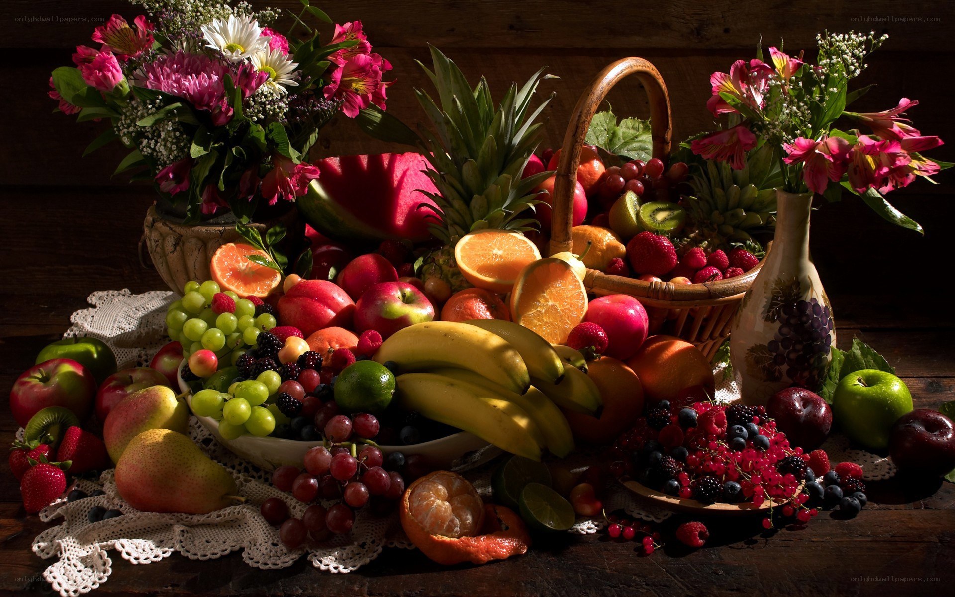 Fruit and flower still life