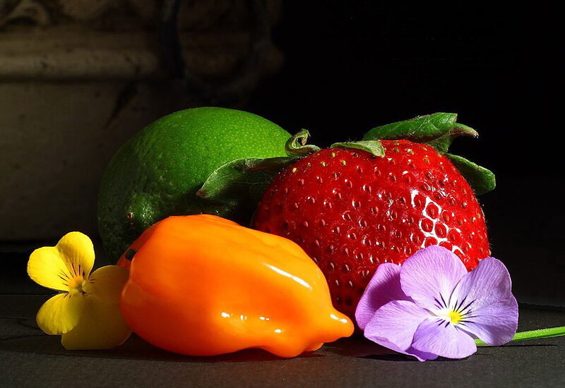 Fruit and flower still life