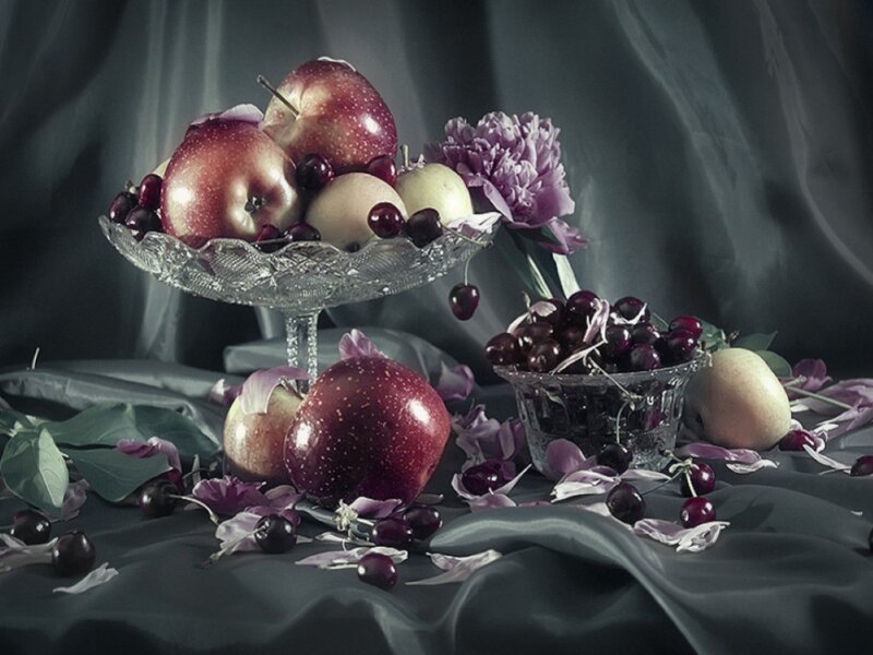 Fruit and Flowers on Cloth