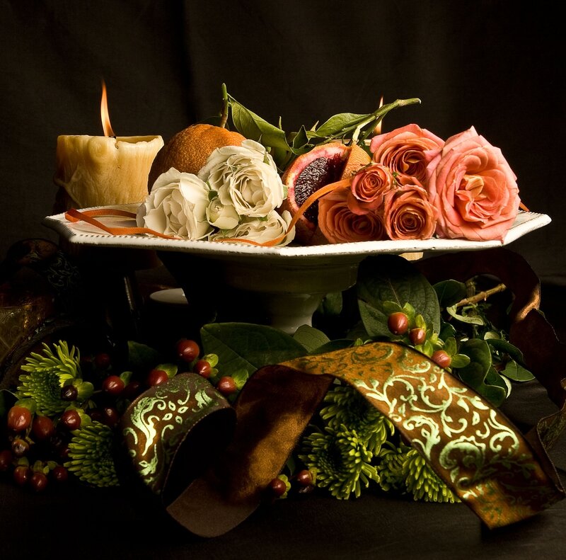 Fruit and Flowers on Platter