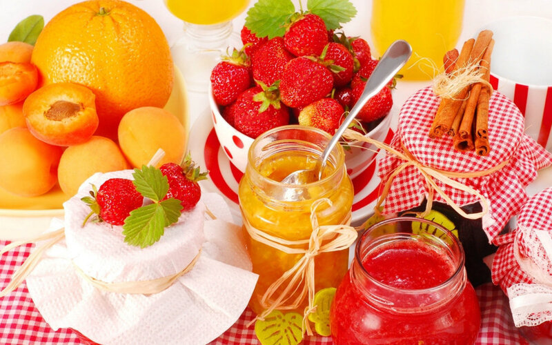 Fruit and Jam Arrangement — Red, Bright