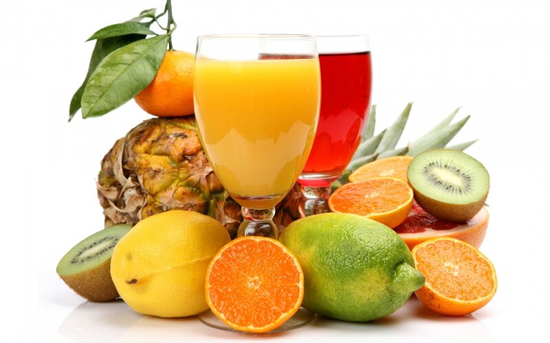 Fruit and Juice Arrangement — White