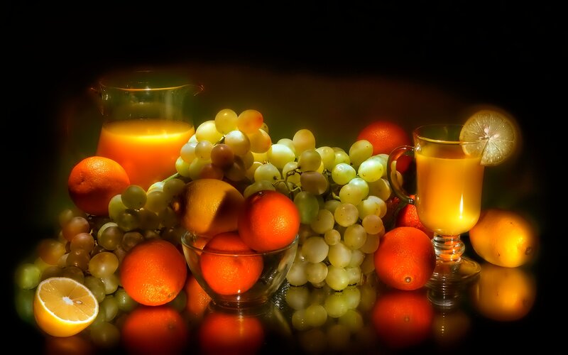 Fruit and Juice Still Life — Orange