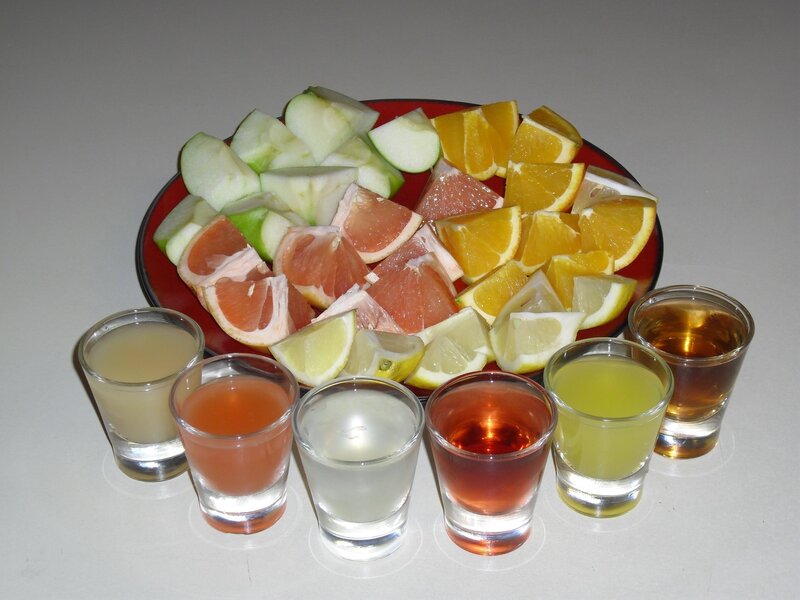Fruit and Shot Glasses — Red