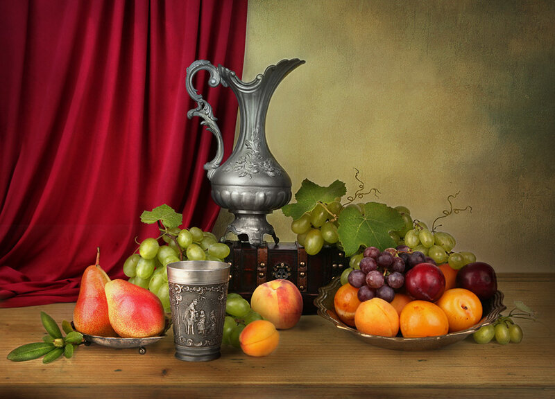 Fruit and Silverware on Table