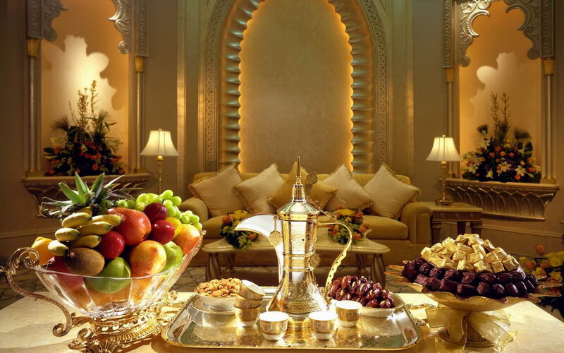Fruit and Sweets Display — Gold, Luxurious, Photograph
