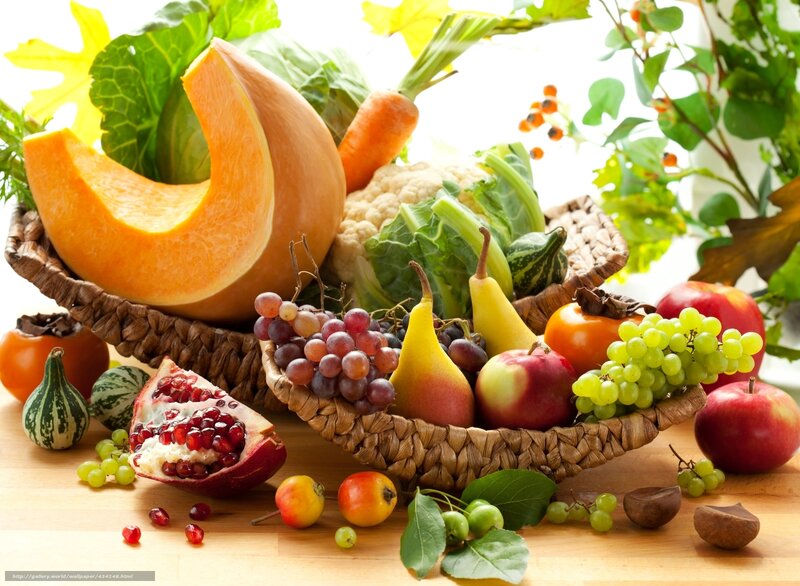 Fruit and Vegetable Arrangement — Orange, Abundant, Autumn, Photograph
