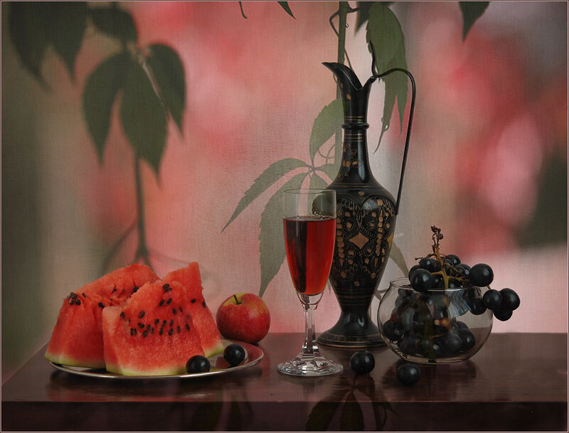 Fruit and Wine on Table