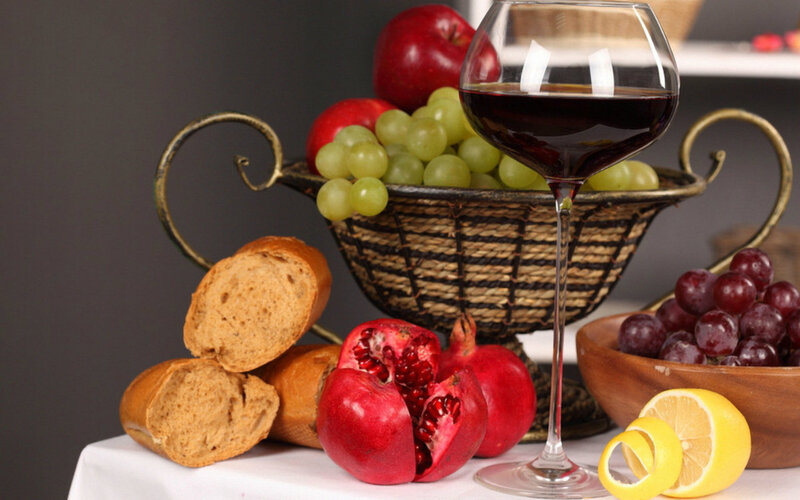 Fruit and Wine Still Life — Red, Calm