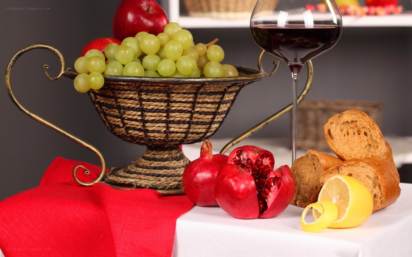 fruit and wine still life