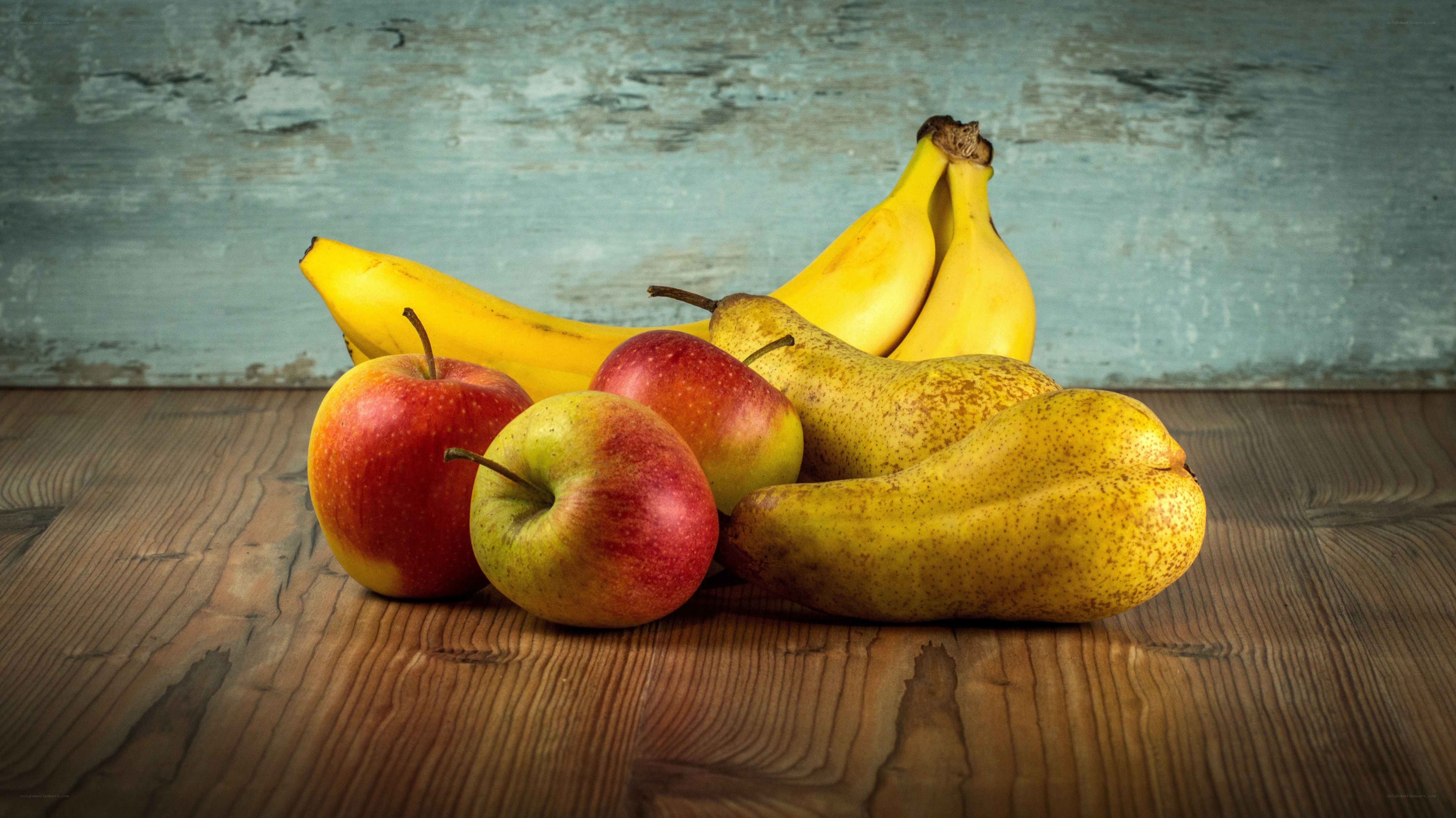 fruit arrangement on wood