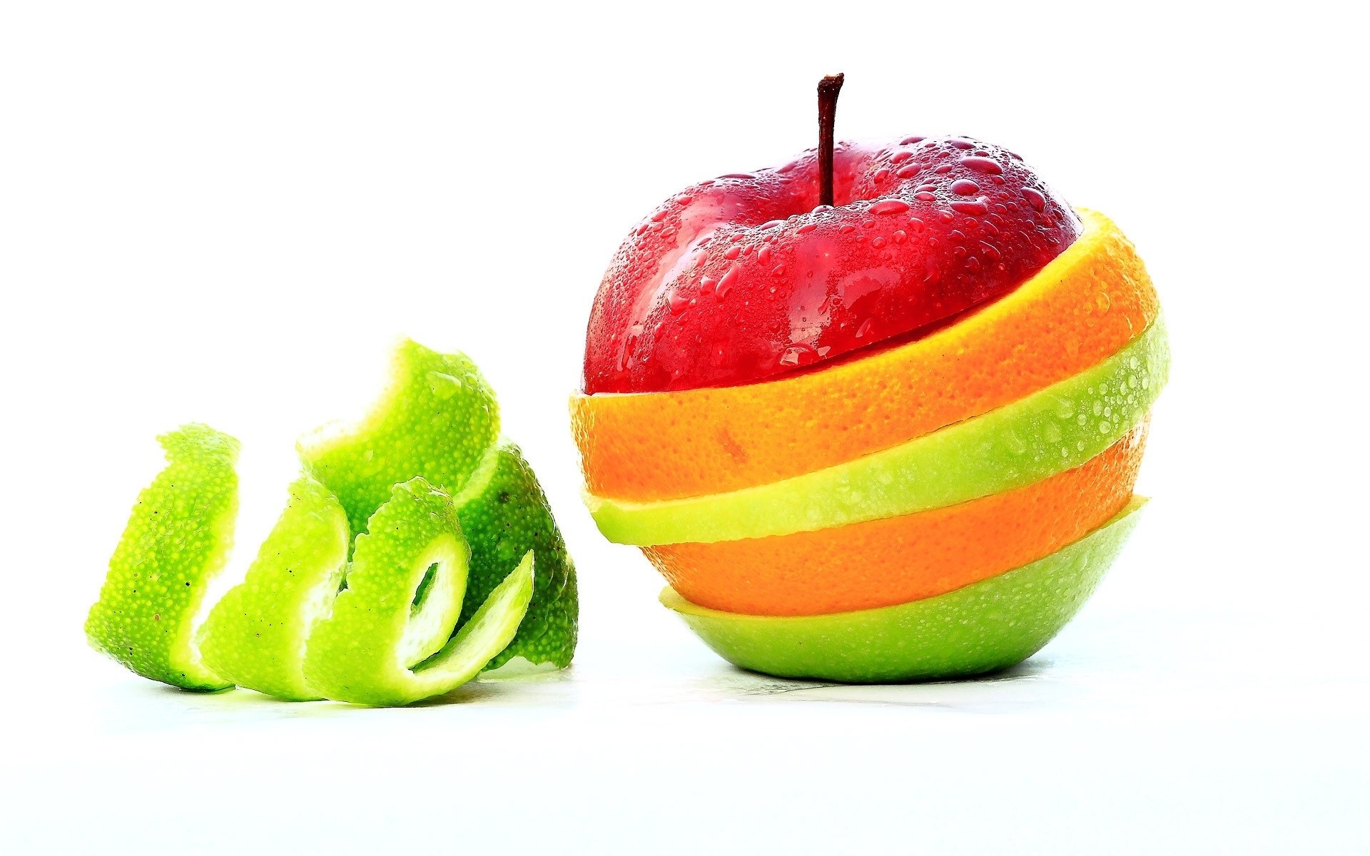 Fruit art with apple and citrus