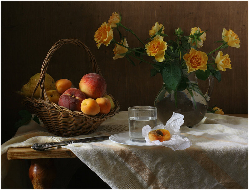Fruit Basket and Flowers