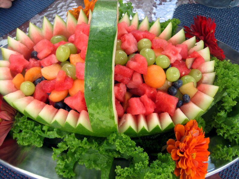 fruit basket carved from watermelon