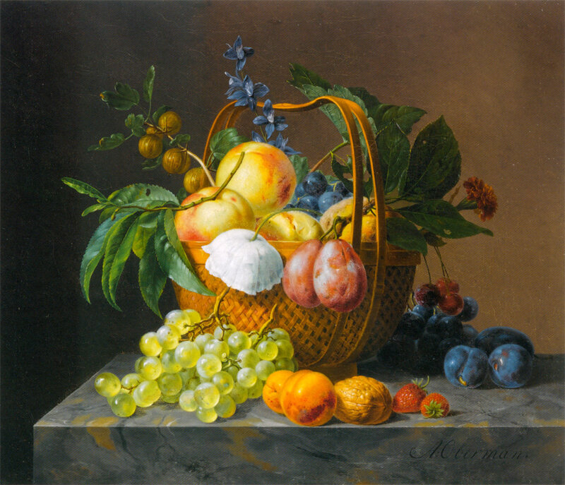 Fruit Basket on Marble Table
