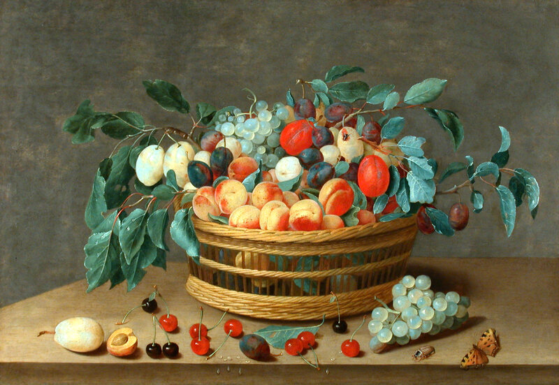 Fruit Basket on Table — Brown, Calm