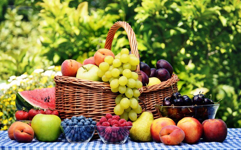 Fruit Basket on Table — Green, Serene