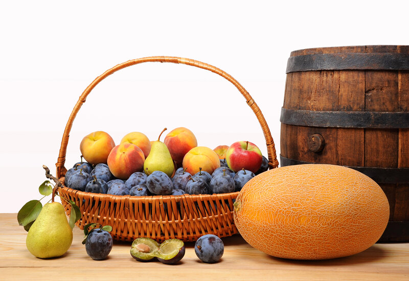 Fruit Basket on Wood