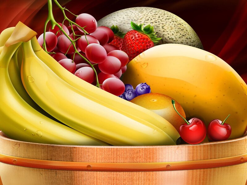 Fruit Basket with Bananas — Yellow, Vibrant