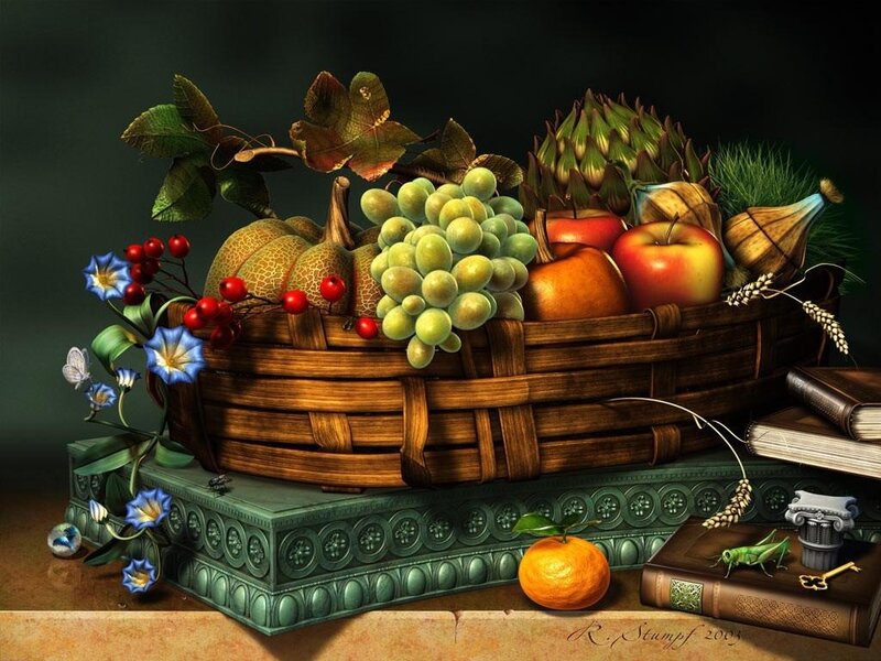 Fruit Basket with Books