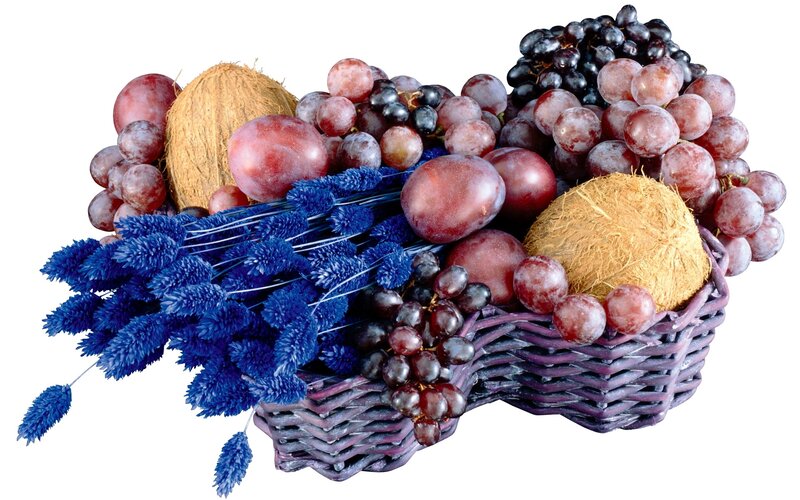 fruit basket with coconuts