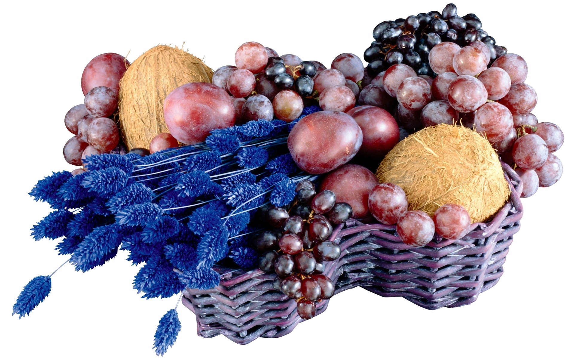 fruit basket with coconuts