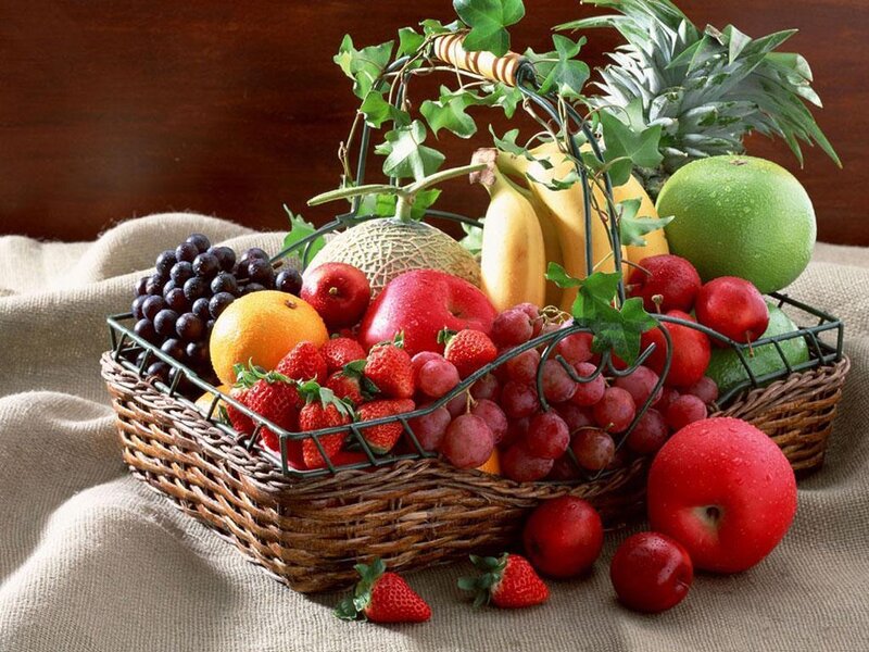 Fruit basket with fresh produce