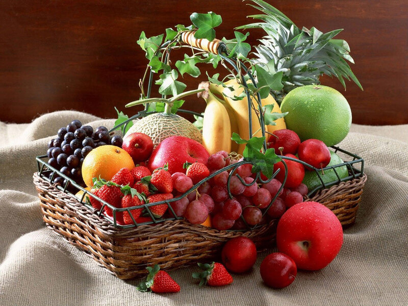 Fruit basket with fresh produce