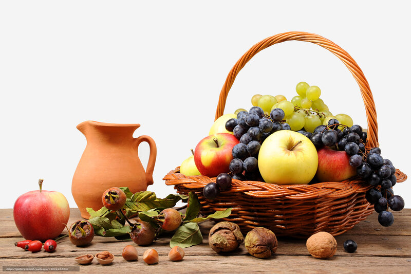 fruit basket with jug and nuts