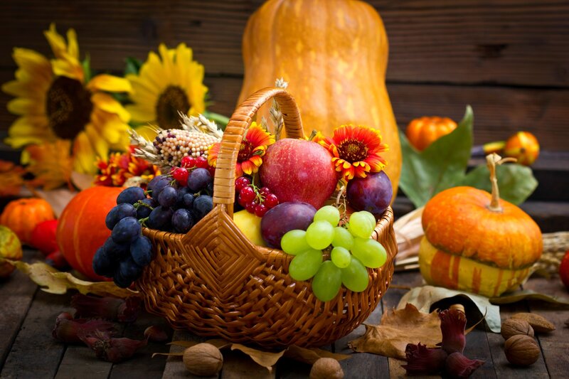 Fruit Basket with Pumpkins