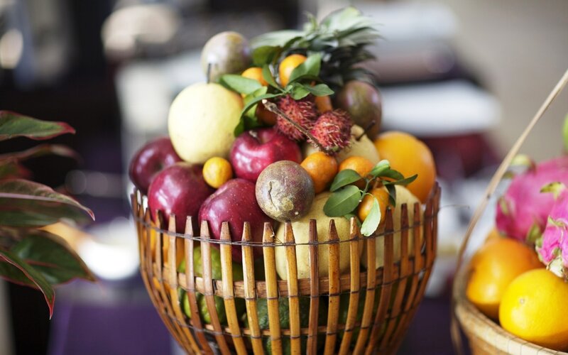 Fruit Basket with Tropical Fruits — Brown