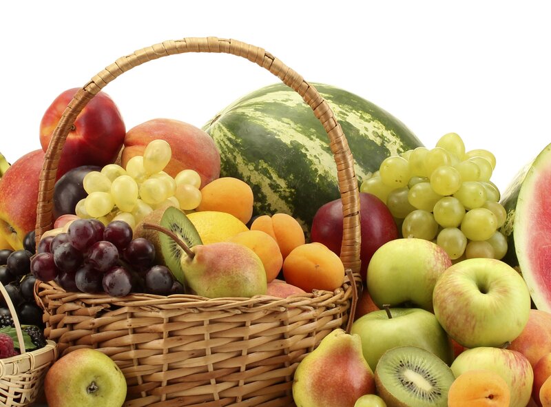 Fruit Basket with Watermelon — Green, Fresh, Photograph
