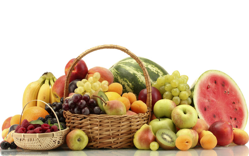 Fruit Basket with Watermelon — White