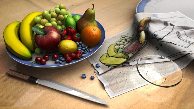 Fruit Bowl on Table — Brown