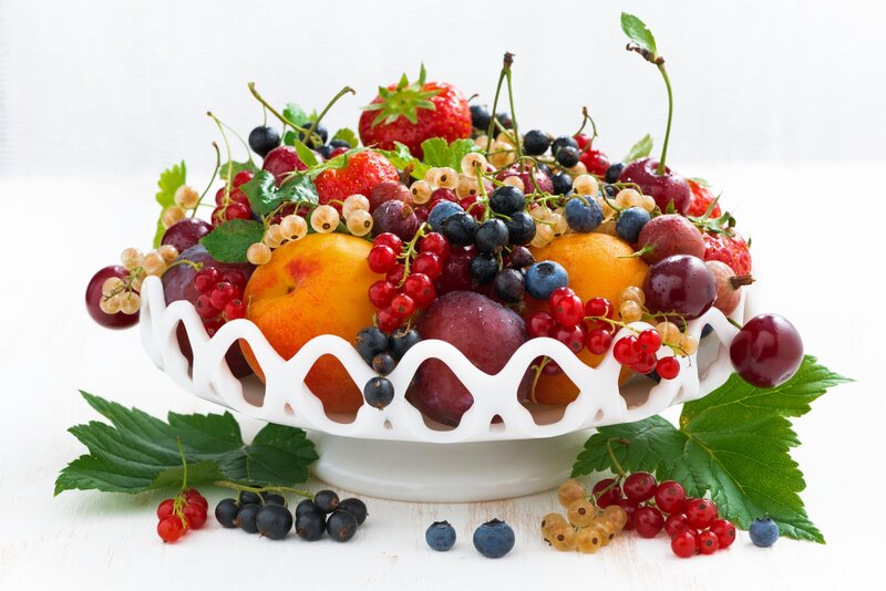 Fruit Bowl on White Stand